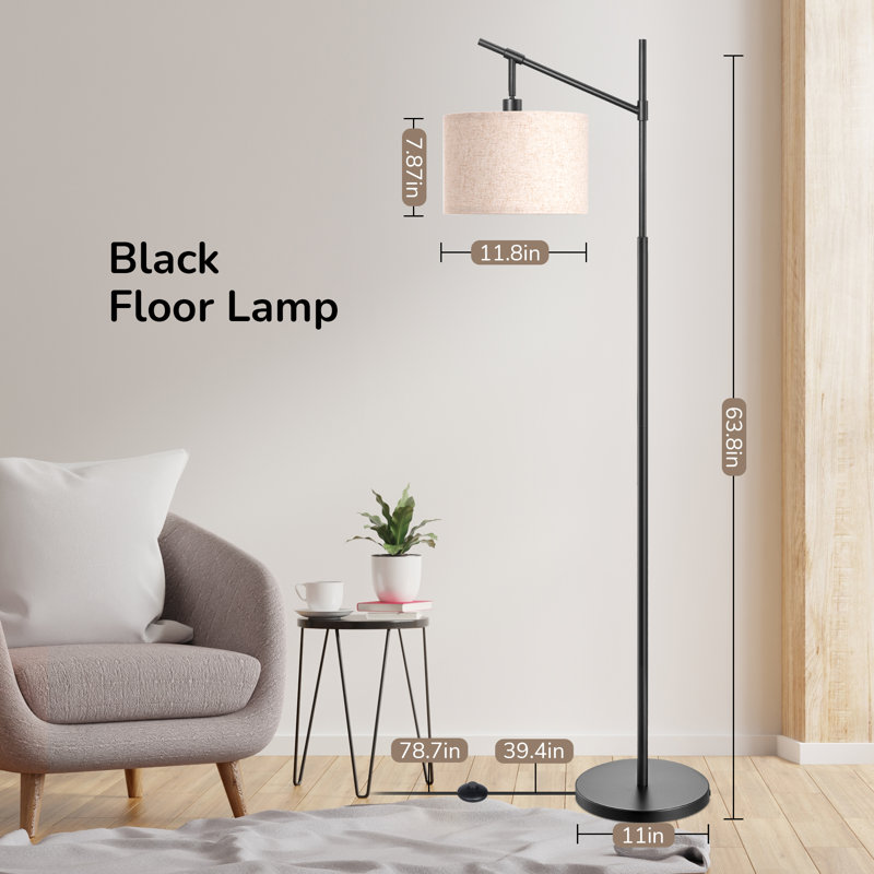 Lampe sur pied arquée 63,8 po Banty, Noir, noir, noir, noir