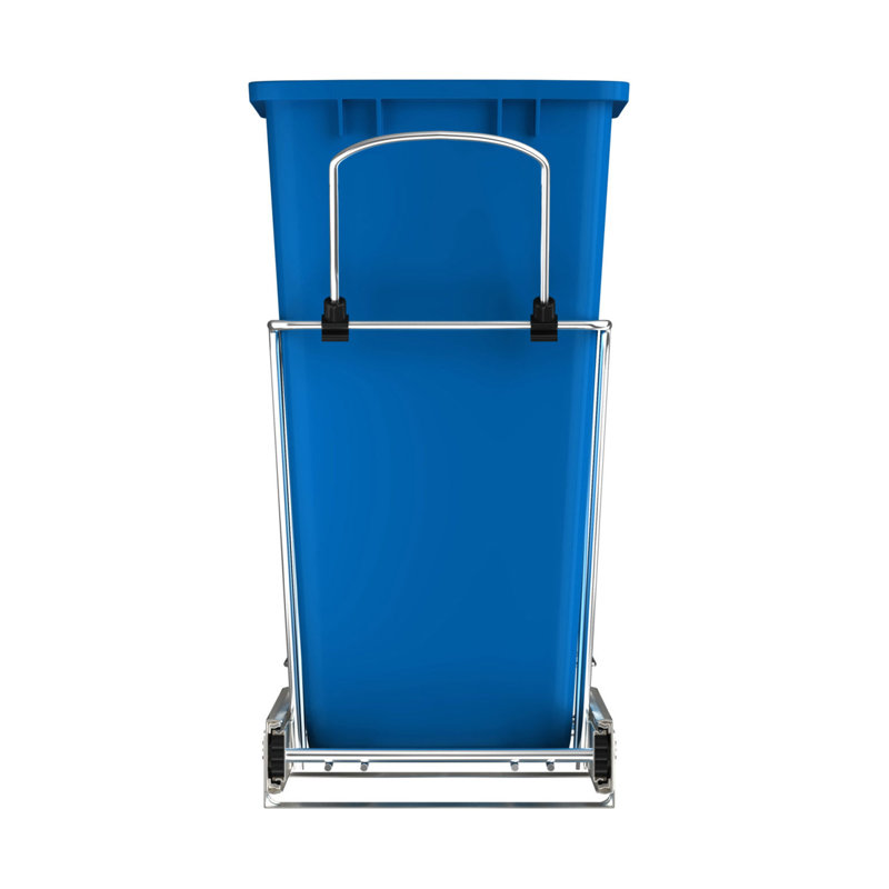 Rev-A-Shelf Pull Out Trash Can 35 Qt for Kitchen Cabinets, Grey