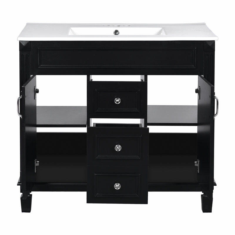 Meuble-lavabo 36 po avec lavabo supérieur, Noir