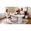White Oval Dining Table, 160cm Matt Marble Vein with Double Semi-Cylindrical Legs