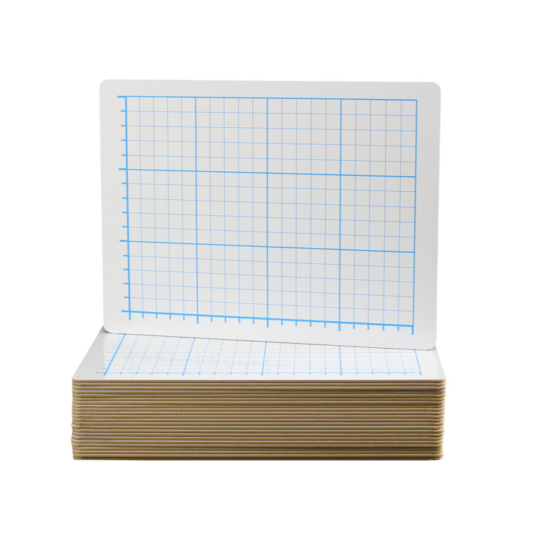 Tableau blanc effaçable à deux côtés à grille à quadrant, H 0,75 pi x l 1 pi