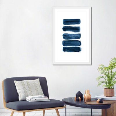 Coups de pinceau aquarelle bleu marine-reproduction d’art