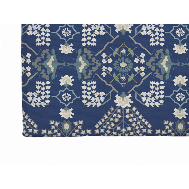 Tapis de bureau léger antidérapant Tilly, Marine, L 5 pi x L 3 pi