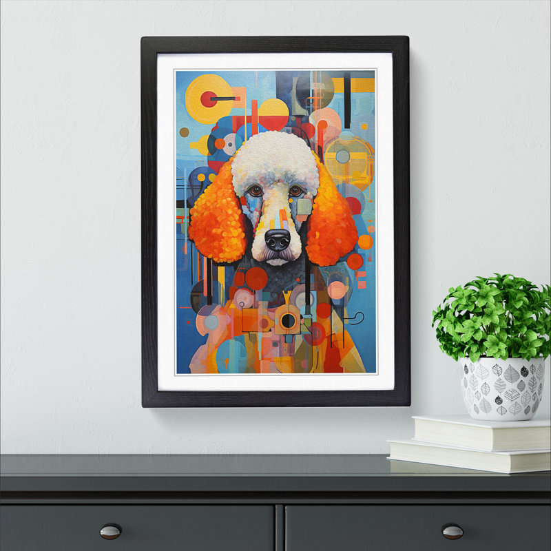 XYZ-FRM-V1223-5260 Poodle Constructivism - Single Picture Frame Print on Wood, Black, 46cm H x 34cm W x 2cm D