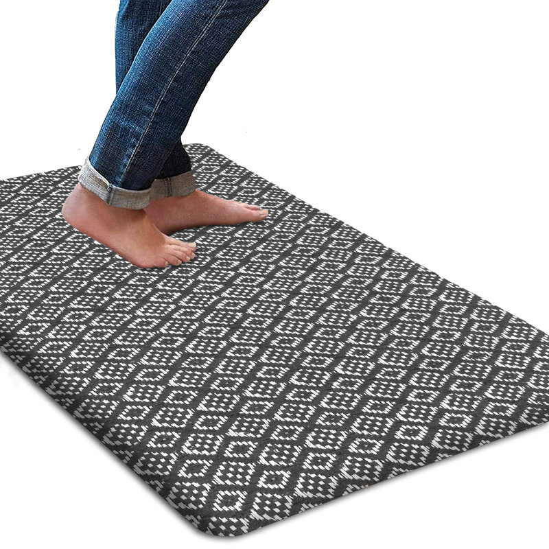 Tapis antidérapant en coton tissé à la main antidérapant pour cuisine / salle de bain / paillasson, Gris foncé