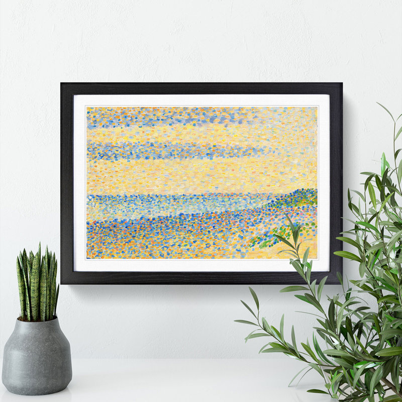 Seascape at Gravelines by Georges Seurat - Picture Frame Painting, 36cm H x 48cm W x 2cm D, Black Framed