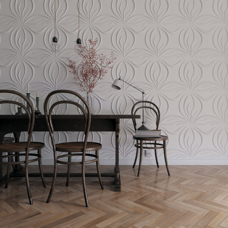 White Textured 3D PVC Wall Panels, 19.63" x 19.63", 50-Pack