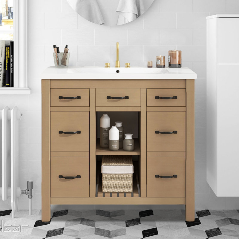 Base de meuble-lavabo simple 35,51 po seulement, Bois