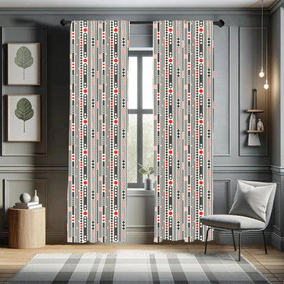 Geometric Semi-Sheer Rod Pocket Curtain Panels