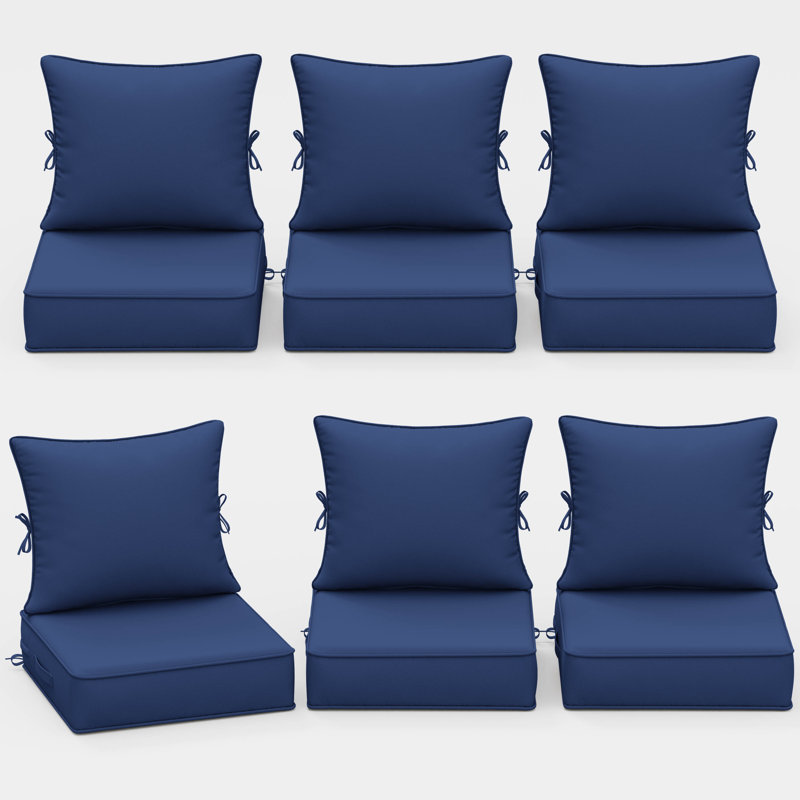 Braun Outdoor Cushions 24X24X5 Patio Chair Cushions Indoor/Outdoor Seat And Back Cushion, Cushions Only (Set Of 6), 6
