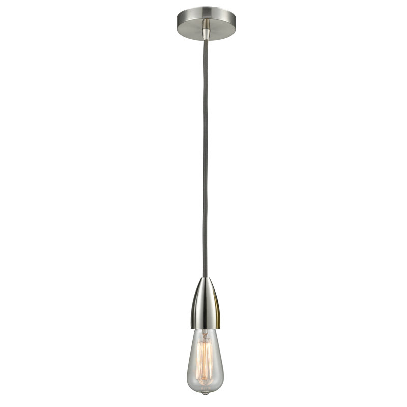 Cecile 1 - Light Single Pendant, Satin Nickel/Gray
