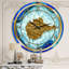 Golden Heart Blue Agate Stone - Modern wall clock-49188467