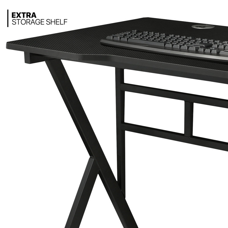 Bureau d'ordinateur et chaise de bureau rotative avec appui-tête, Rouge/noir