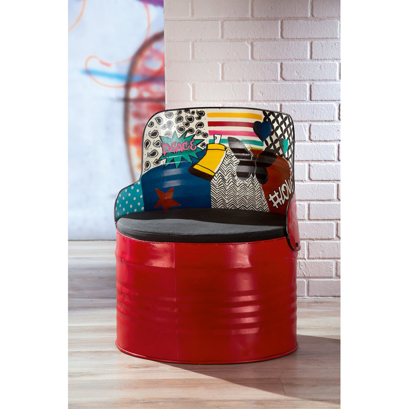 Burdella Steel Accent Stool, Red