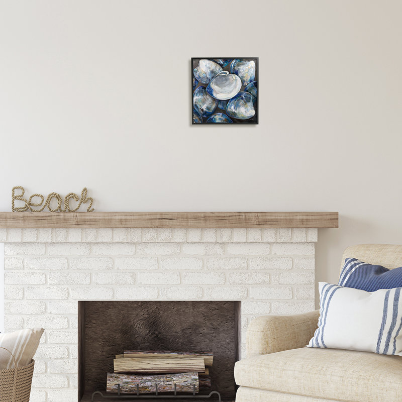 Clam Shells, peinture par Jeanette Vertentes, Giclée encadrée noir minuit, H 12 po x l 12 po x P 1,5 po