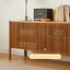 Console média moderne en bois naturel avec armoire de rangement à lattes respirante