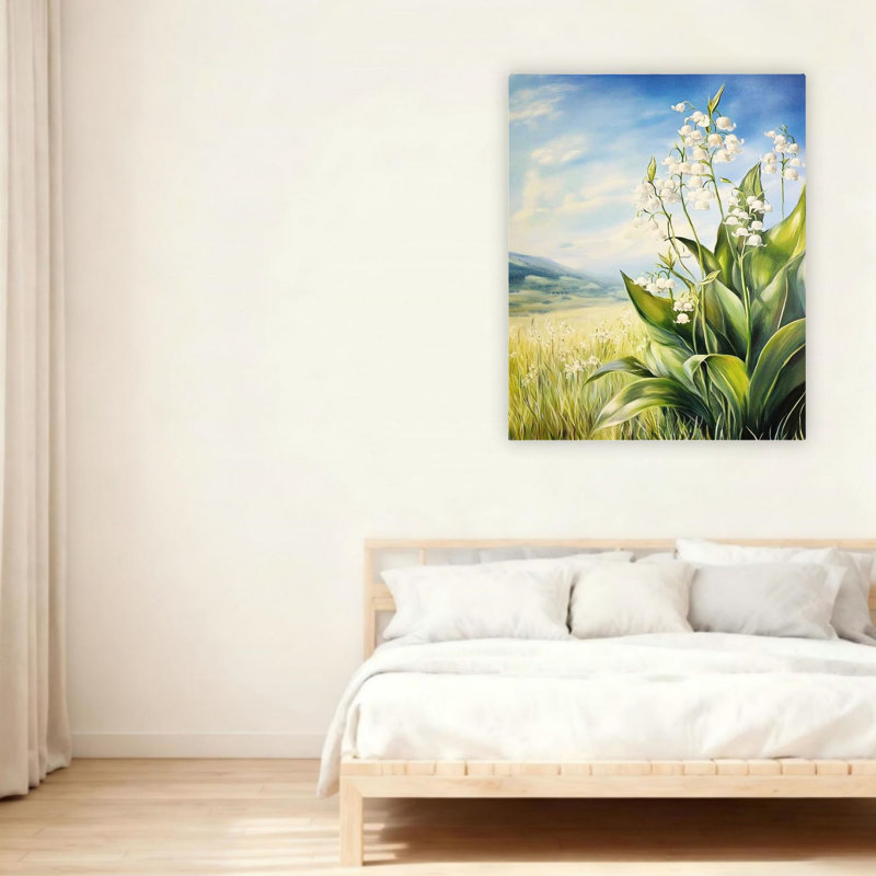 Art mural sur toile 24 po x 36 po Serene Lily Of The Valley Field