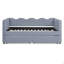 Lit de jour simple en vichy douillet avec deux tiroirs de rangement, avec port USB et adorable tissu en forme de vague-134642944-134642945