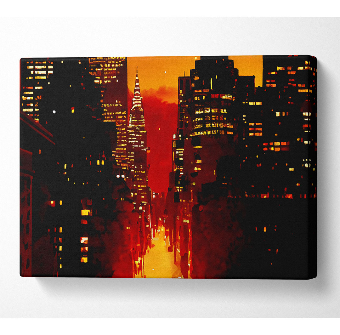 Empire State Building Feuerrot - Kunstdrucke auf Leinwand - Wrapped Canvas