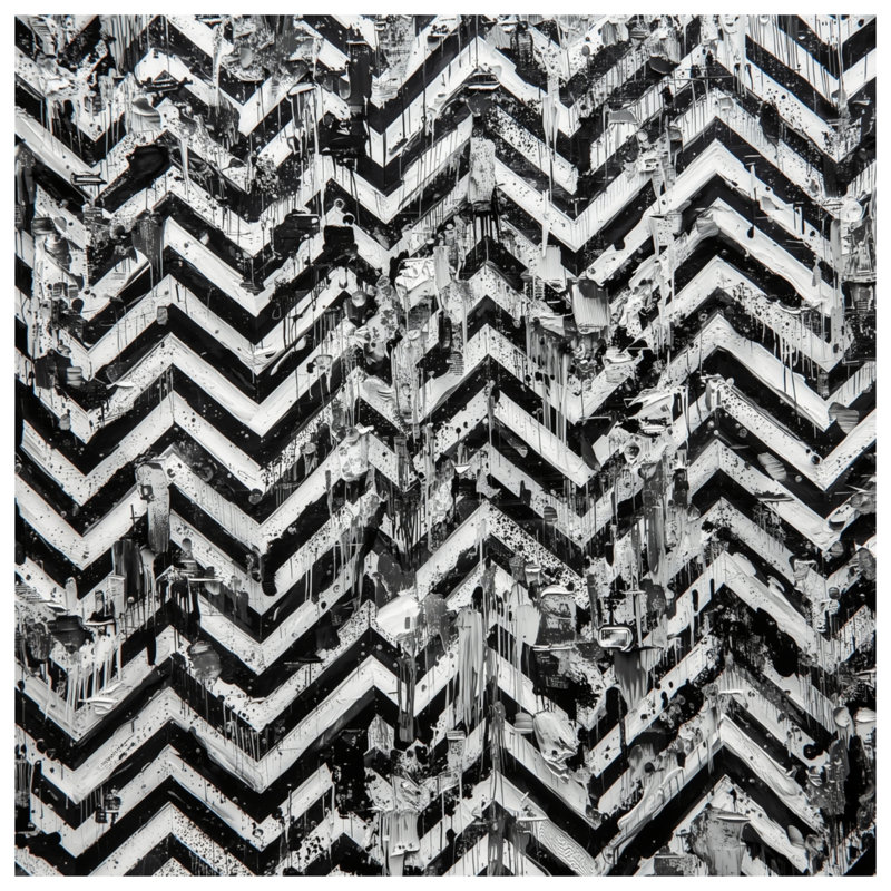 Tapisserie murale "Chevron" noir et blanc, H 68 po x l 80 po avec 4 œillets