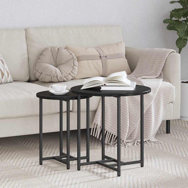  Side Table Set 2 Pcs Black Oak 50 X 50 X 50 Cm, Black Oak