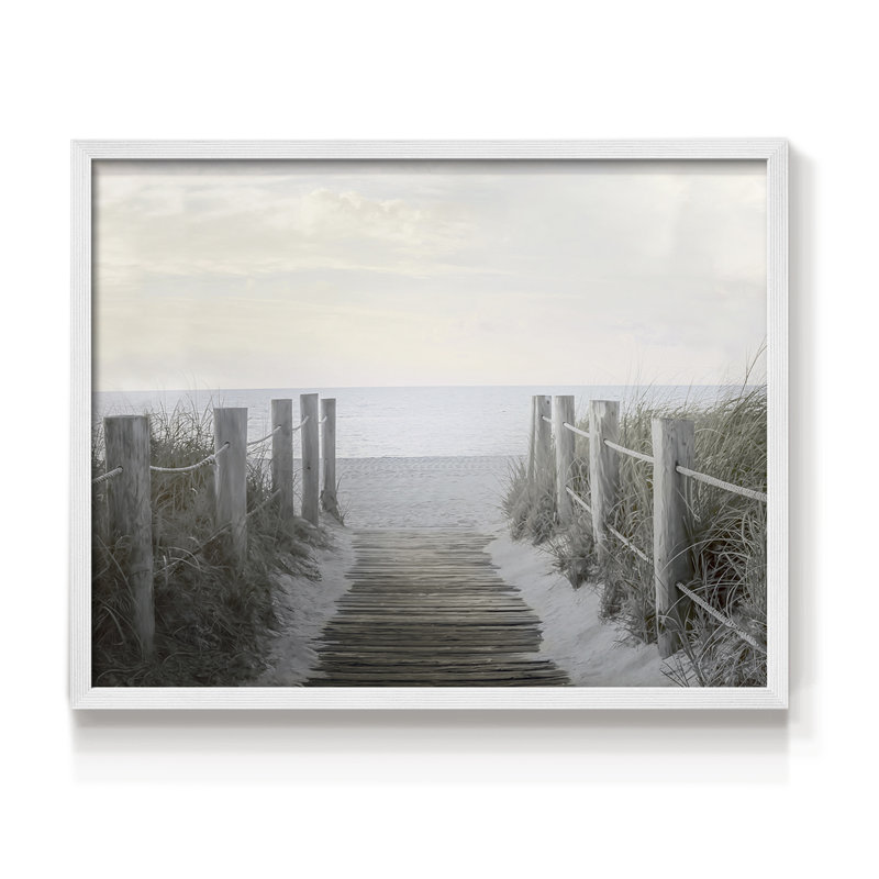 Beach Walkway -Framed Print - Restickable, 16" H x 20" W, White