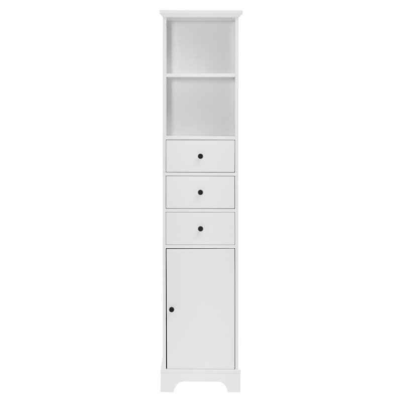 Grande armoire de salle de bain blanche avec tablette réglable et 3 tiroirs, tableau pour la chambre à coucher, le salon, la salle de bain avec tiroirs autoportants et la cuisine