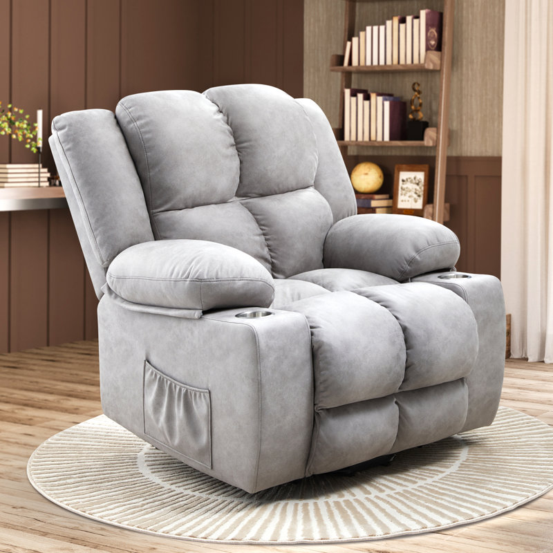 Fauteuil de massage inclinable électrique, Mélange de polyester gris clair