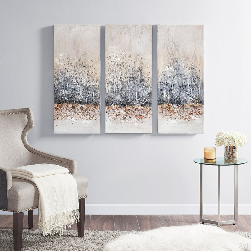 Ensemble de 3 toiles embellies