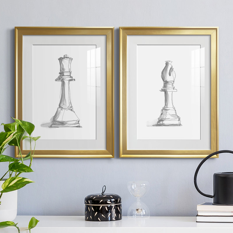 Chess Room Study III, reproduction encadrée de qualité supérieure - prête à être accrochée, H 24,5 po x l 18,5 po x P 1,25 po