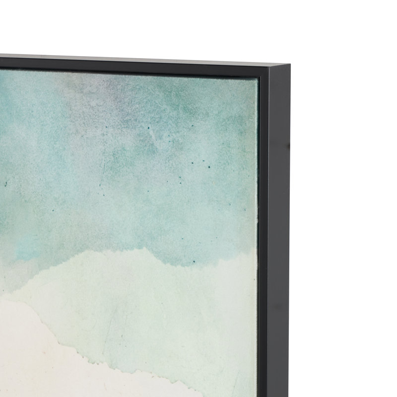 Cole And Grey Canvas Mountains And Lake View Abstract Living Room Framed Wall Art With Black Frame