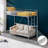 Upgrated Twin Loft Bed With Ladder Metal Bunk Bed With Flat Step Ladder For Kids Teens Adults, Gray