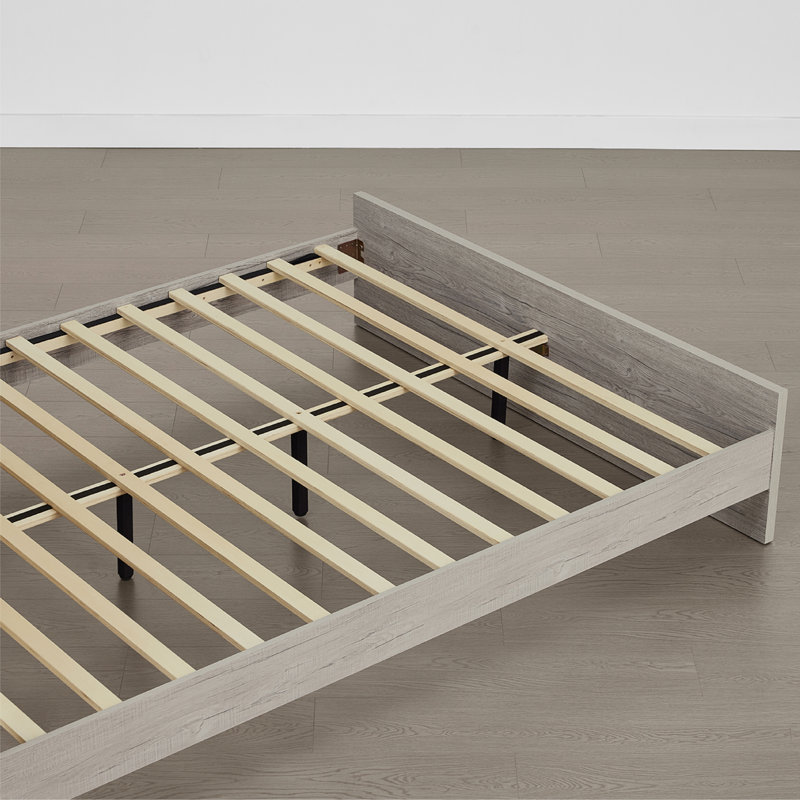 Lit en bois Farmhouse, Grand, Gris clair
