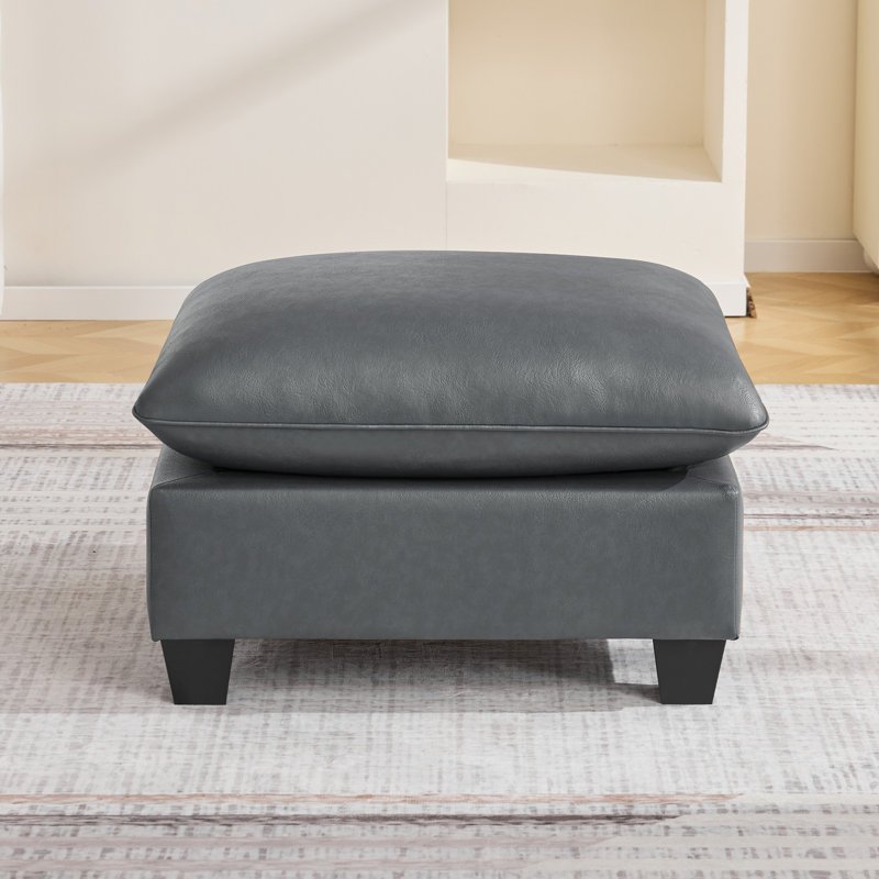 Repose-pieds rectangulaire 31,5 po en similicuir pour canapé modulaire modulaire, Gris