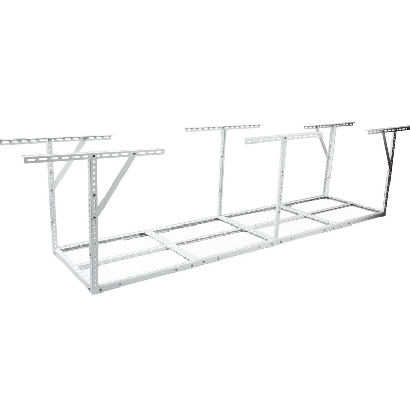 Support de rangement de garage blanc 2 x 8 pi, poids de 450 lb - transportable, hauteur réglable de 22 à 40 po, plancher transparent pour poids lourd réglable blanc, support de charge de 400 lb, changement, maximisation des outils