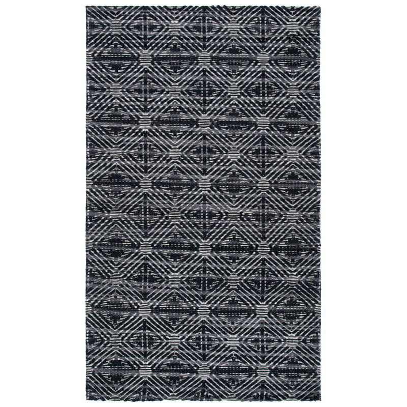 Tapis géométrique en laine et en coton tissé à la main avec latex Marbella, Rectangle 3 pi x 5 pi