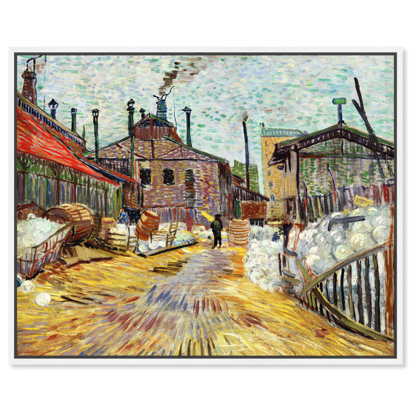L'usine par Vincent Van Gogh - Peinture, H 17 po x l 20 po, Cadre blanc