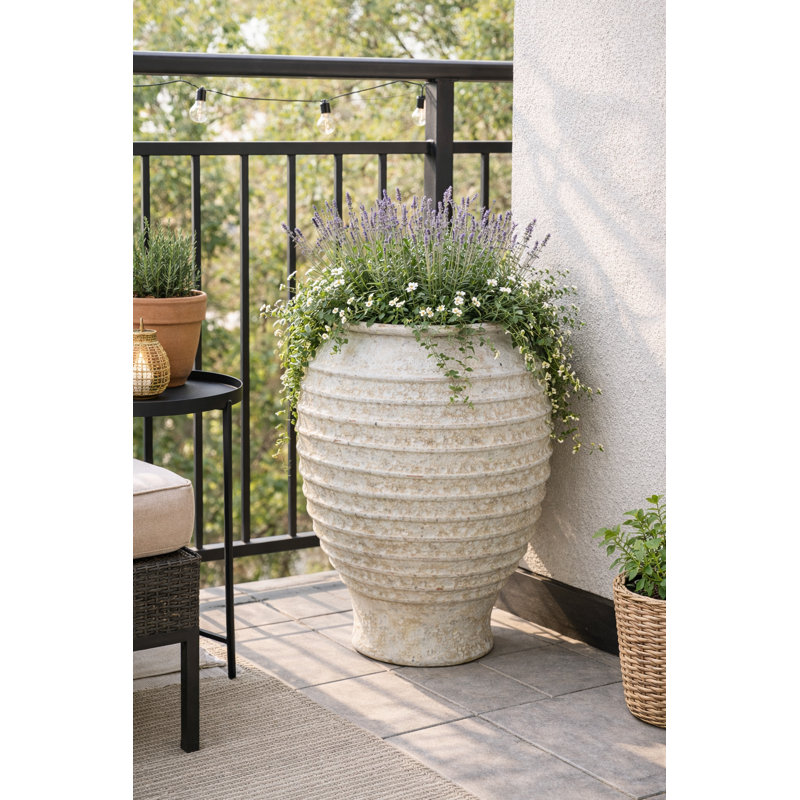 18 in. Calisto Jar - White Lava, 28" H x 18" W x 18" D