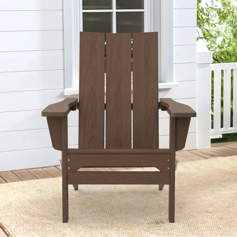 Bruce HDPE Folding Adirondack Chair, Brown