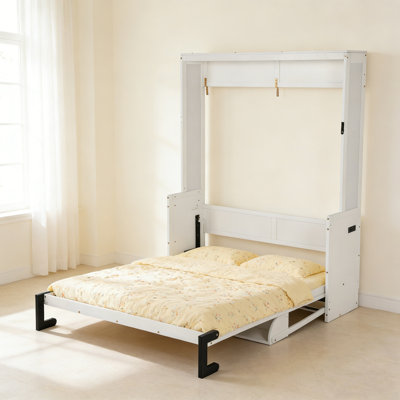 Grand lit escamotable en bois avec bureau