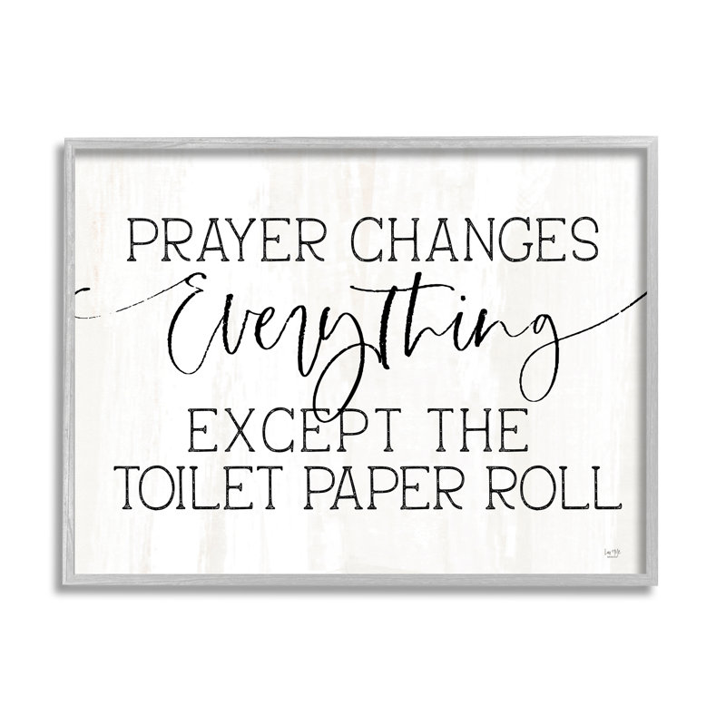 Citation de salle de bain, "Prayer changements", par Lux + Me Designs - impression, H 24 po x l 30 po, Gris
