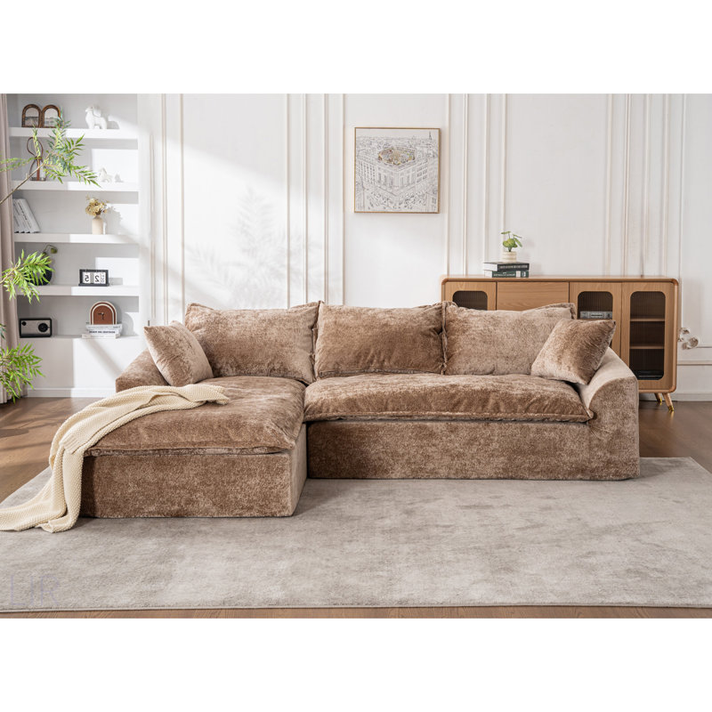 Canapé modulaire Boneless de 103 pouces avec méridienne en forme de L, canapé Boneless