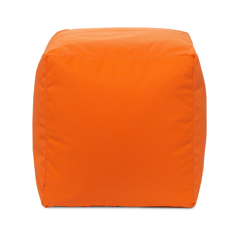 Breseis Outdoor Ottoman Pouf, Orange