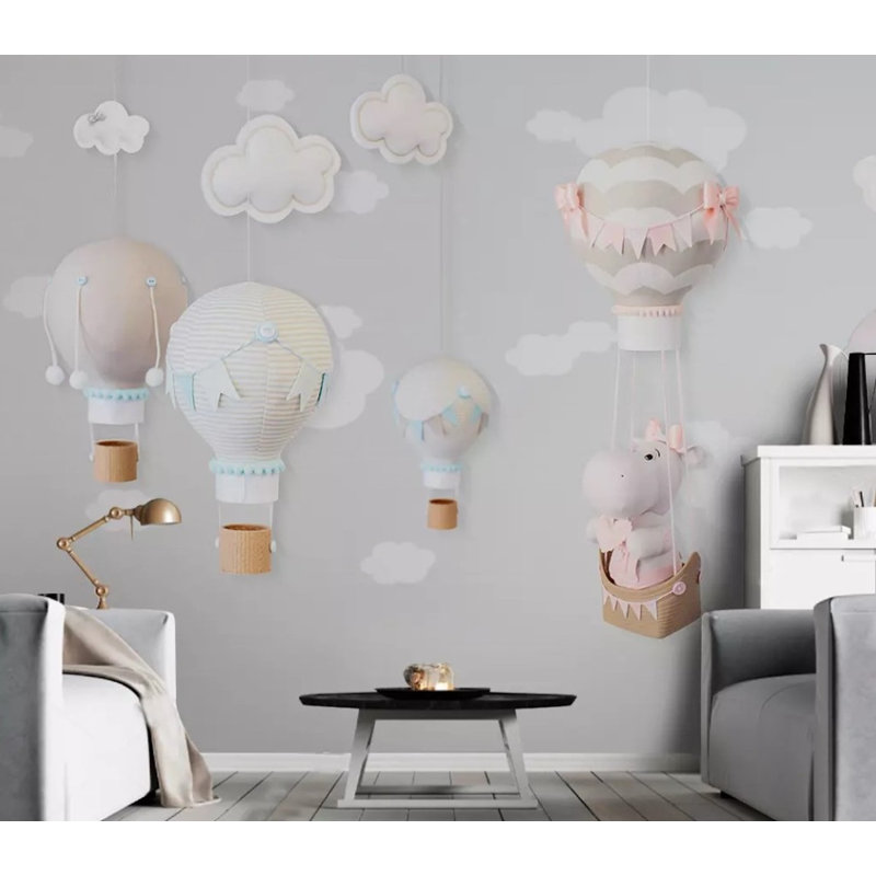 Papier peint amovible avec petits ballons à air chaud, L 9 po x l 15 po