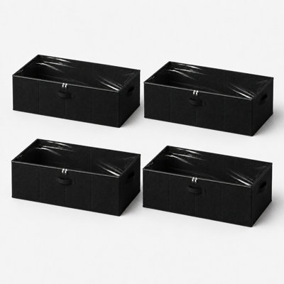 4 Pack 10" High Under Bed Storage Containers, Large Organizer Bins with Lids for Bedroom, Closet, Dorm and Blanket Storage
