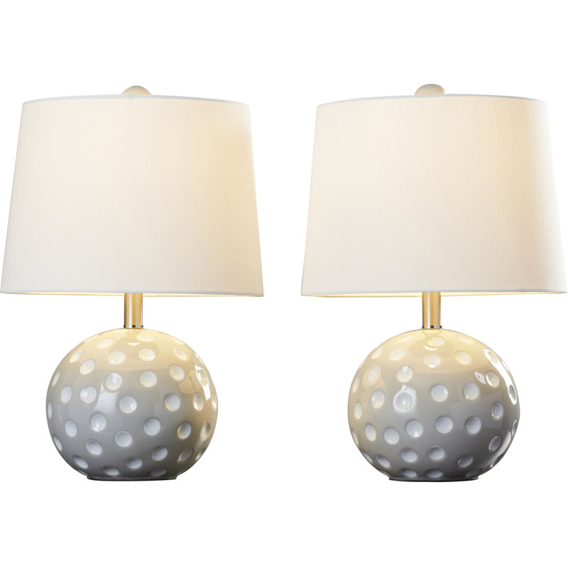 Lampe de table 25 po pois dot, Gris/blanc