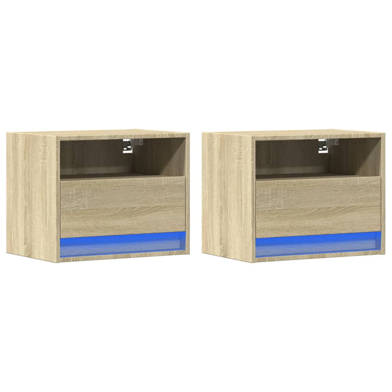 Alcea 50cm W Manufactured Wood Bedside Table, Sonoma Oak, Set of 2