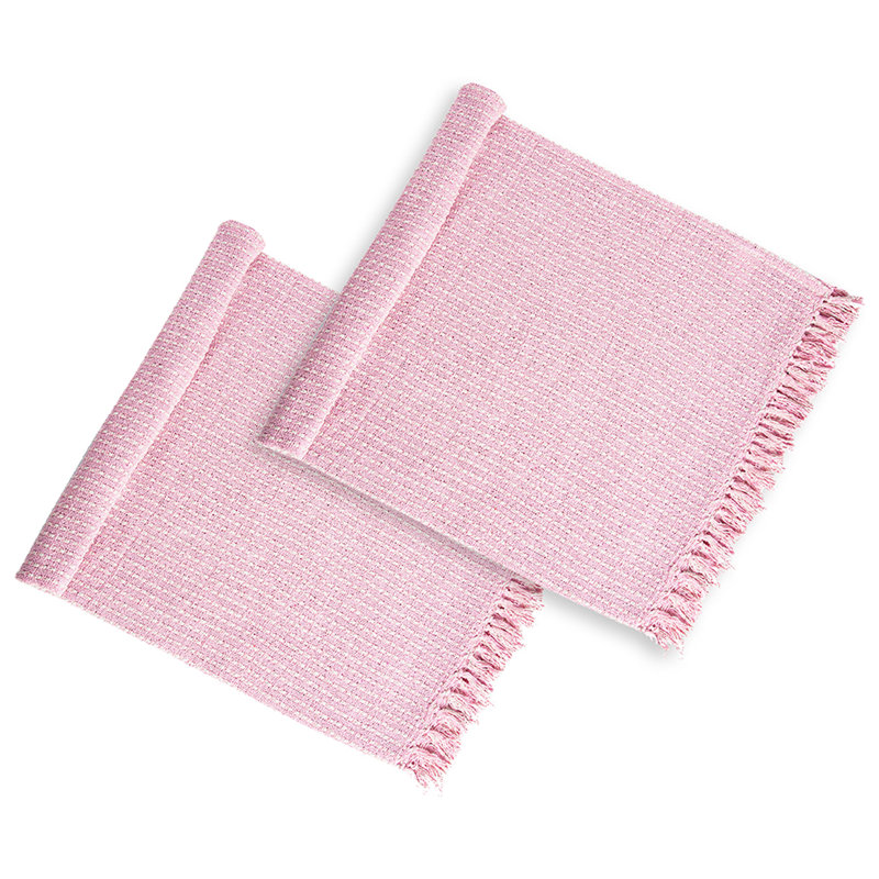 50X60" Decorative Pink And Tan Cotton Throw Blanket With Tassels, 2 Pack, Light Pink