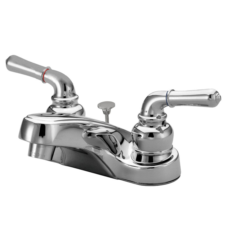Kingston Brass Magellan Two-Handle 3-Hole Deck Mount 4" Centerset Bathroom Faucet with Brass Pop-Up, Polished Chrome