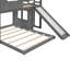 Lit mezzanine en bois avec attrait de maisonnette, lit superposé double en gris antique, coffre-fort et glissières de sécurité, pratique